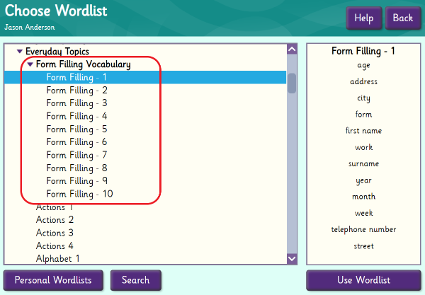 Form Filling Vocabulary