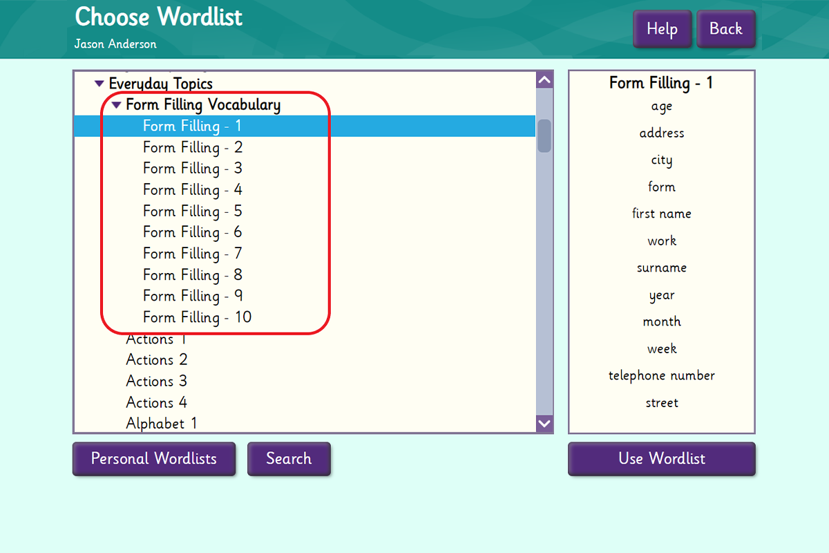 Form Filling Vocabulary