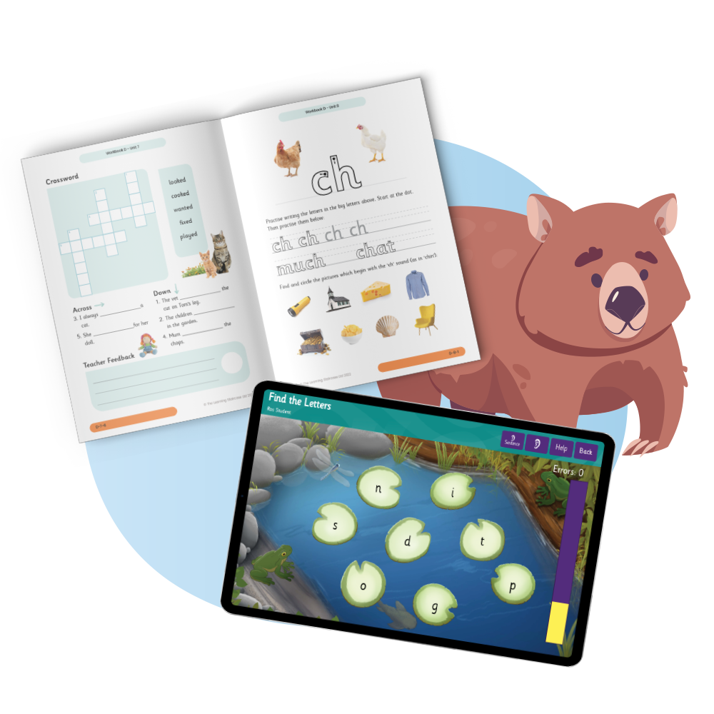 Literacy workbook and online activity with Southern Wombat